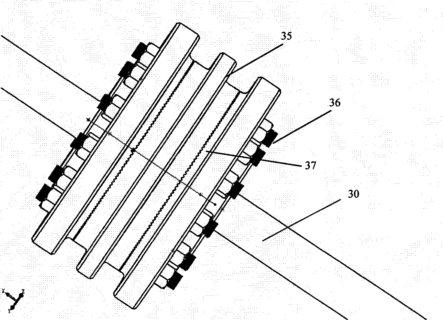 Dynamics characteristic experimental apparatus of heavy type gas turbine pull rod rotor