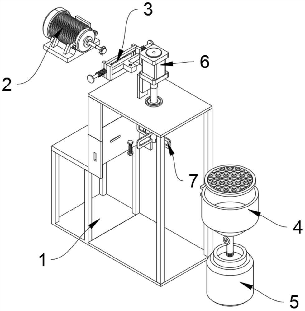 Filtering device capable of safely sub-packaging construction machinery paint and convenient to clean