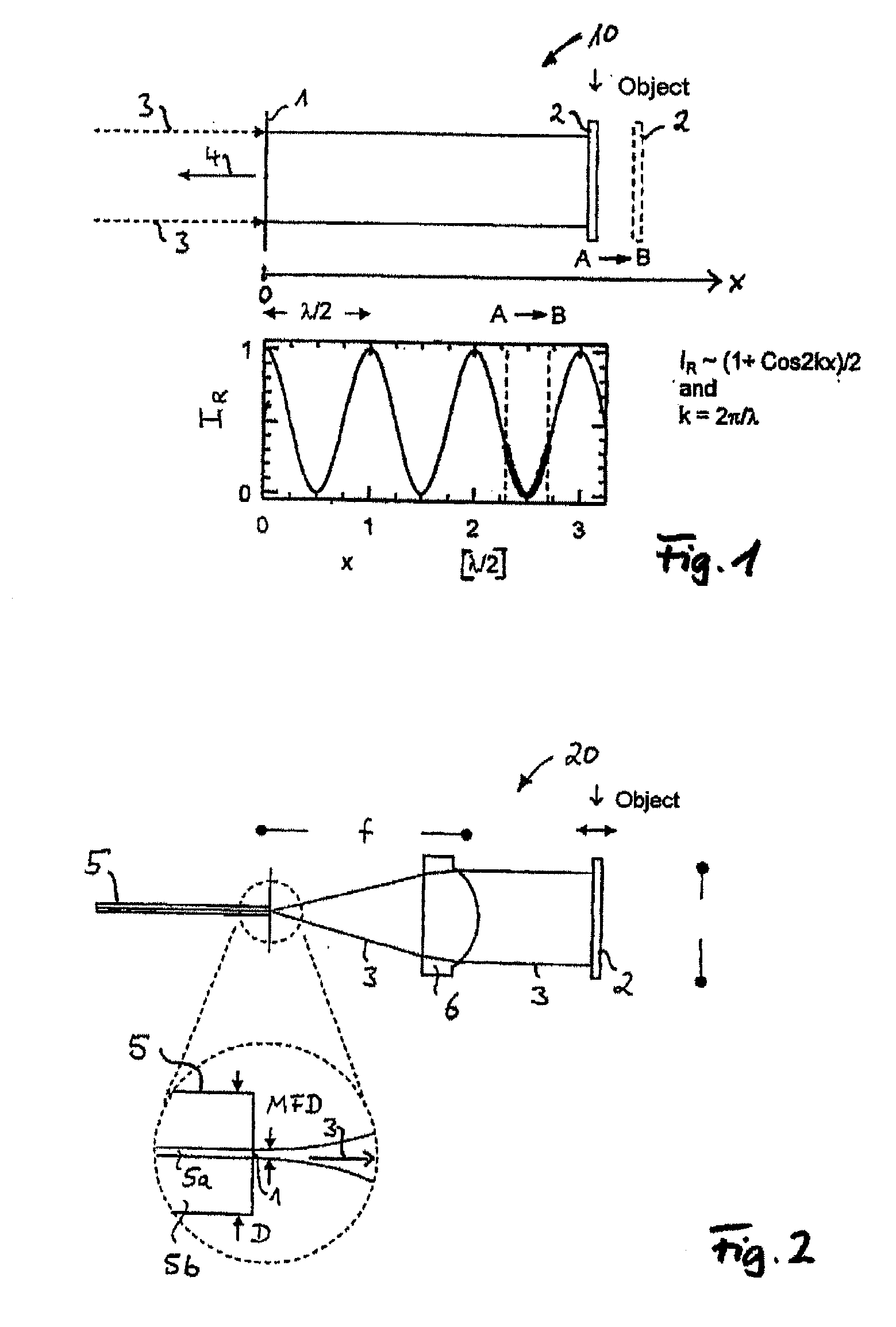 Device and method for acquiring position with a confocal fabry-perot interferometer