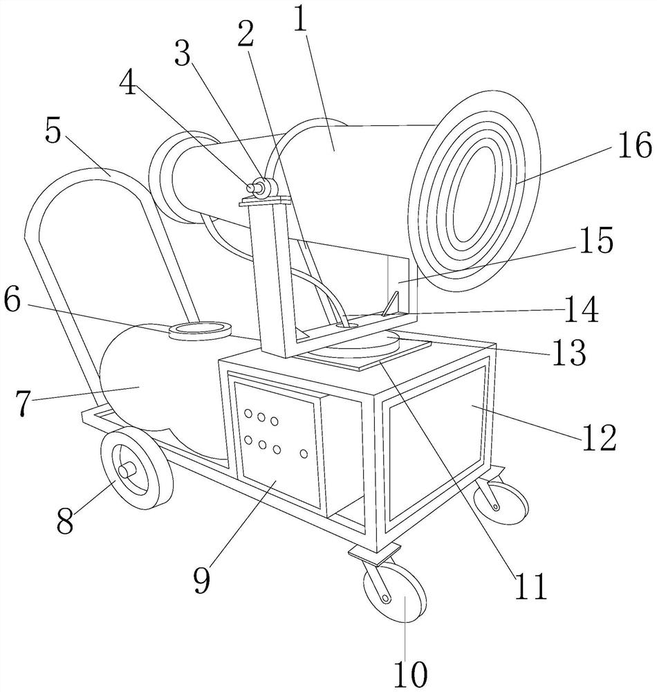 A mobile tunnel construction spray dust suppression device