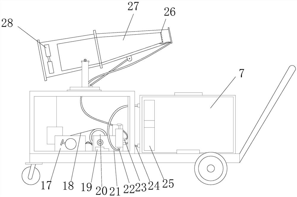 A mobile tunnel construction spray dust suppression device