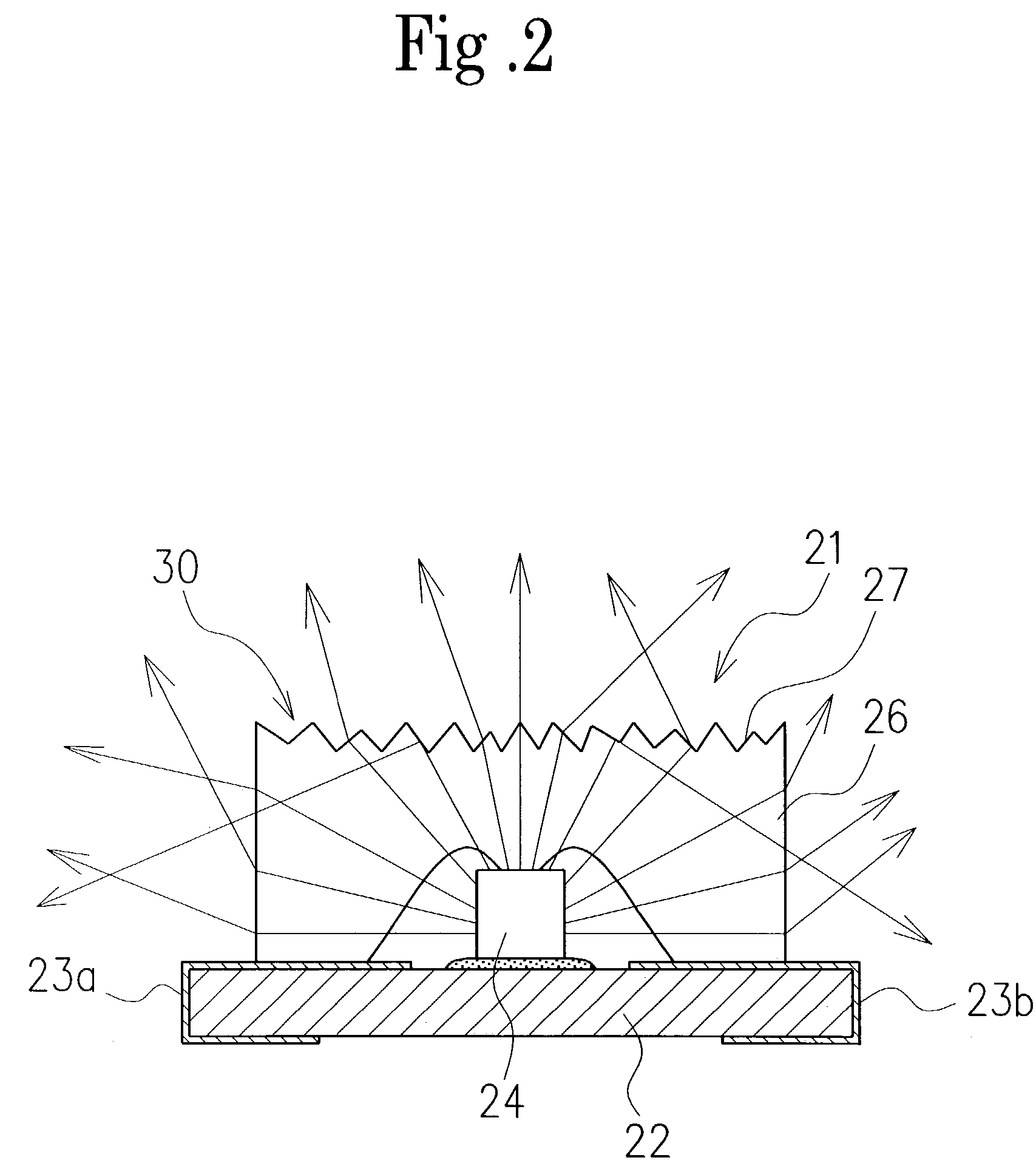 High-intensity light emitting diode with concave and convex shaped light scattering portions formed on a cover