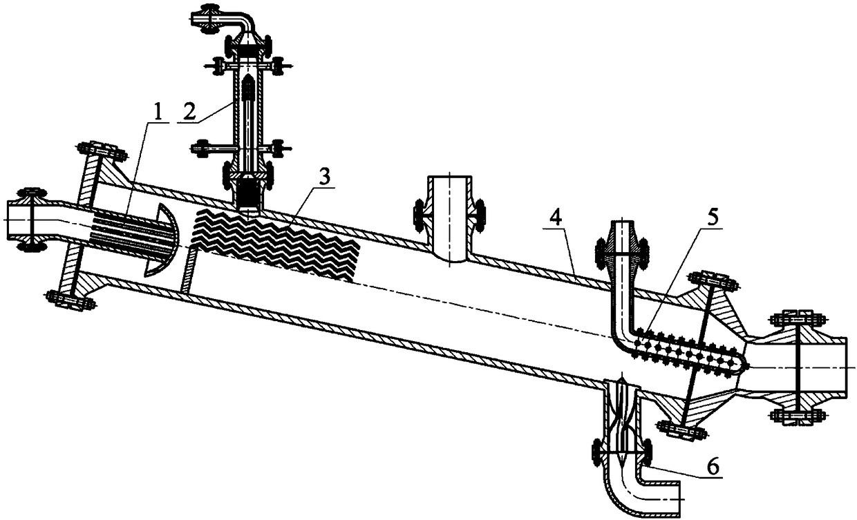 Inclined tube underwater pre-dehydration and degassing separation device