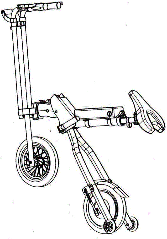 Telescopic rotating handlebar type folding electric bicycle