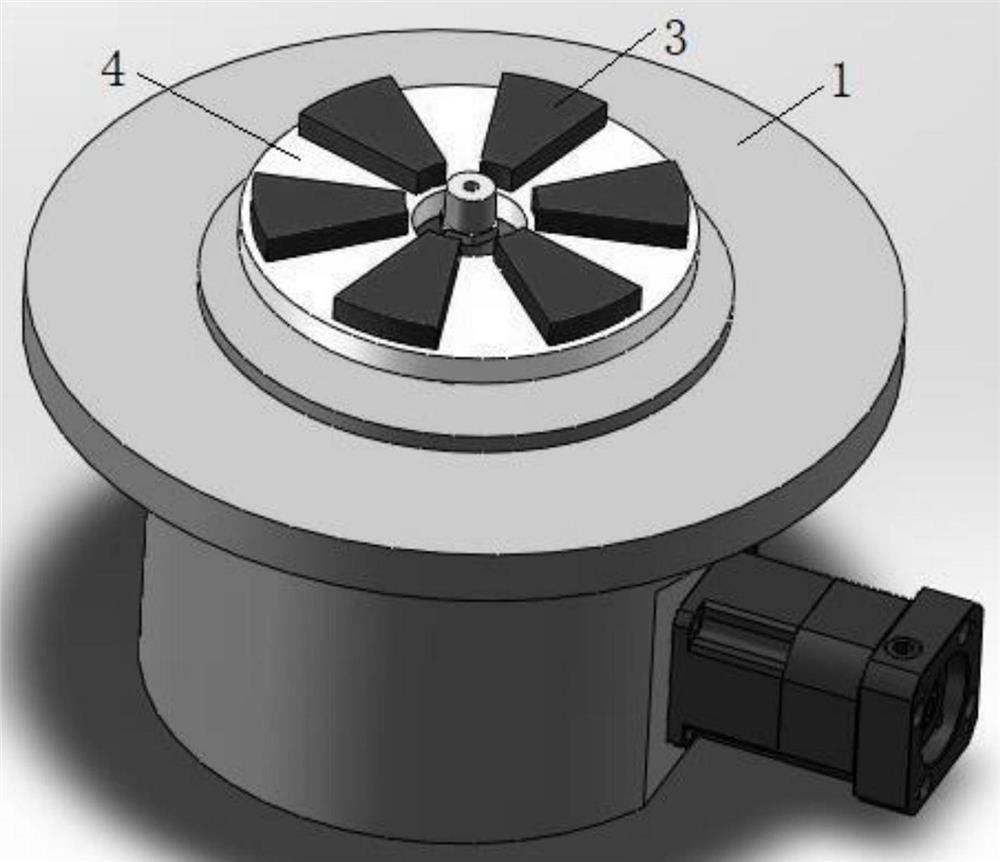A circular planar magnetron sputtering target with rotating magnetic poles