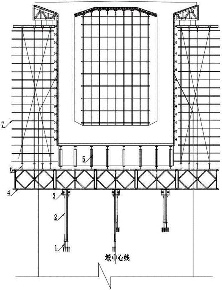 Cast-in-situ support bearing bracket structure for No. 0 segment of large-span rigid-frame continuous girder