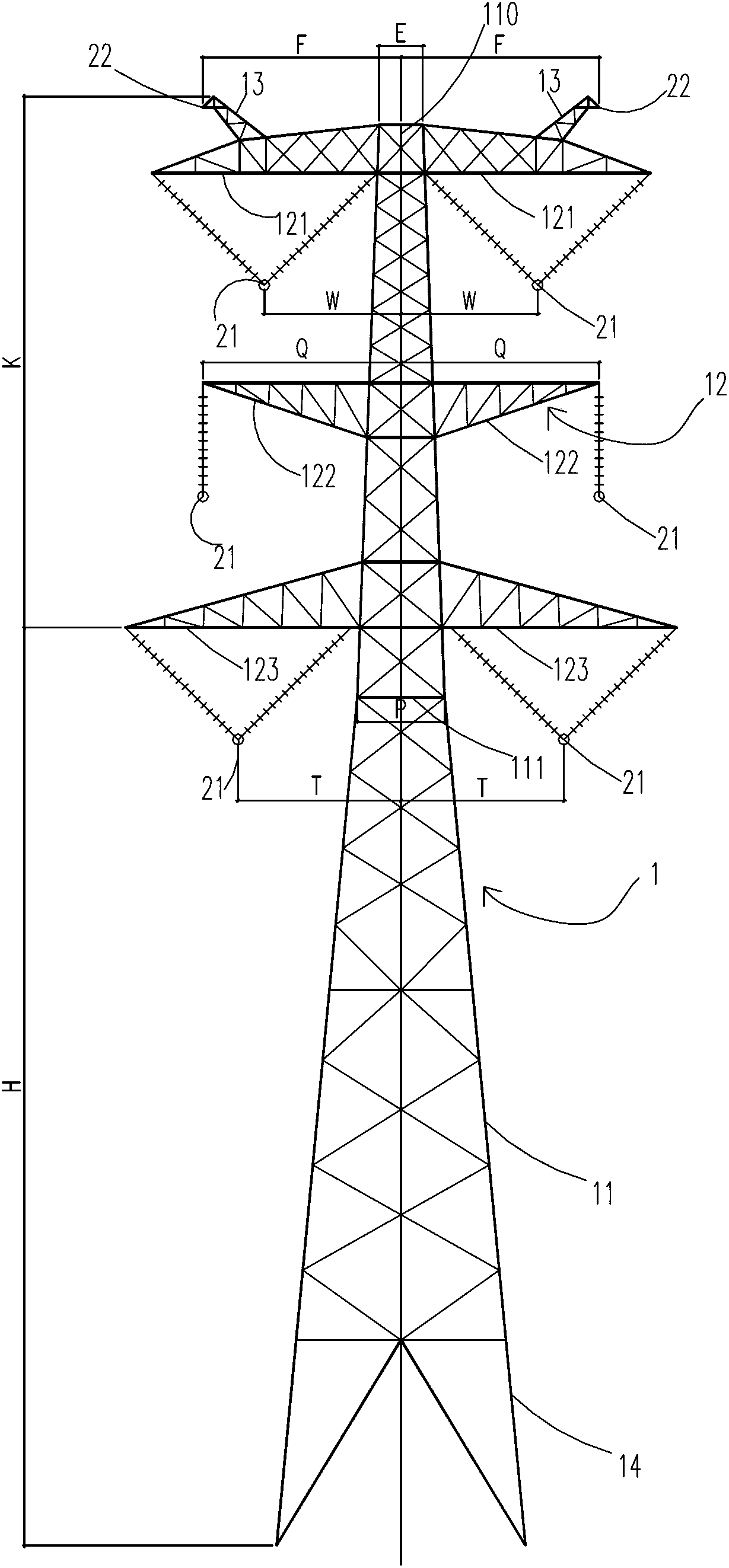 Double loop VIV (vortex induced vibration) string-drum-shaped tangent tower