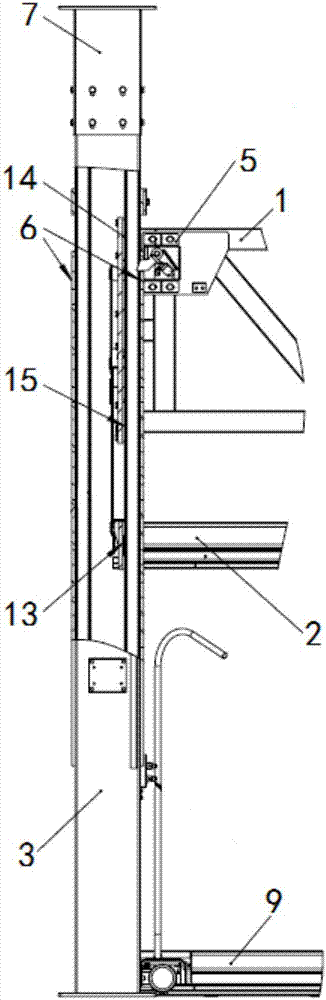 Inverted-type whole-process safety device used for cantilever-type parking garage