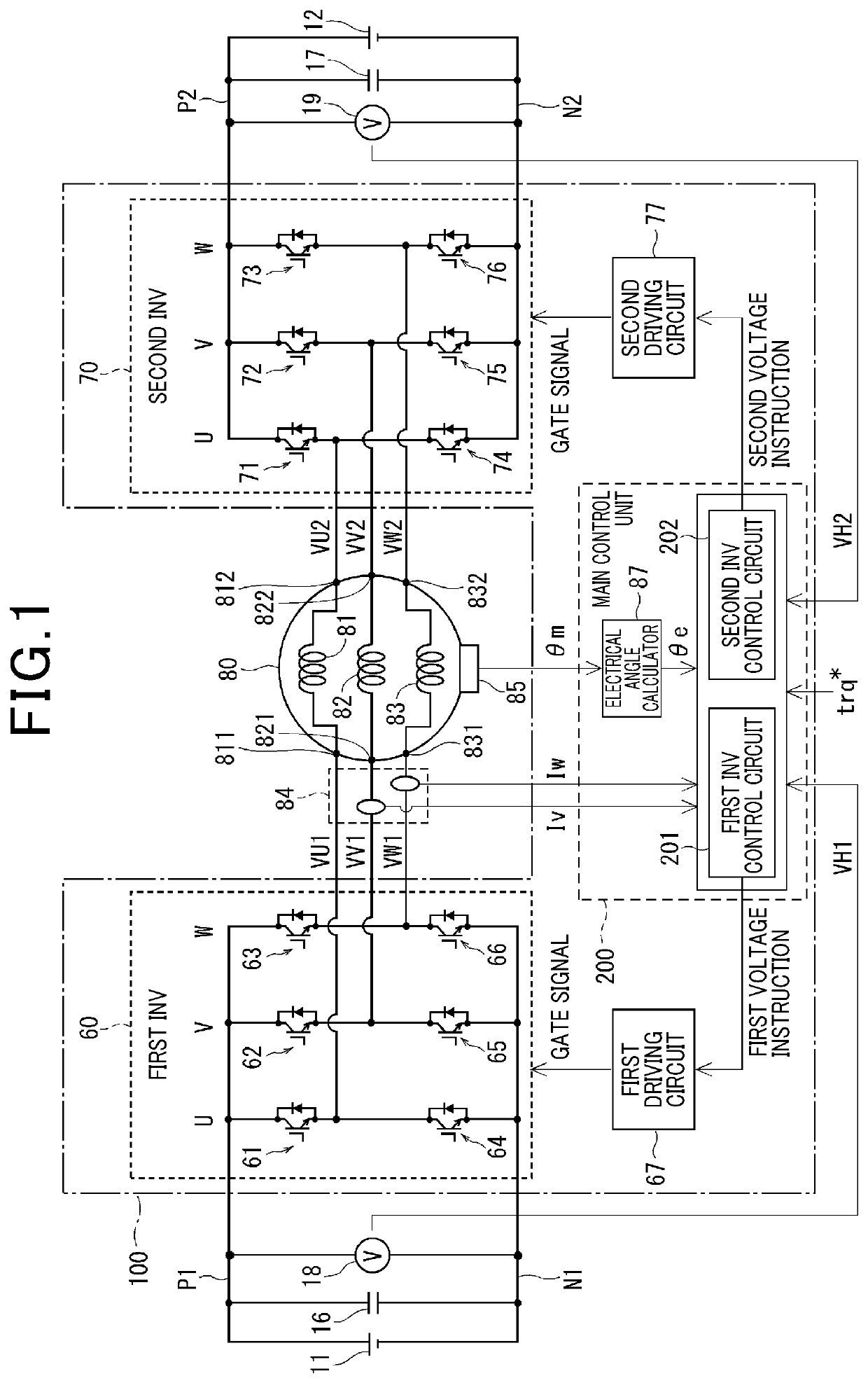 Electric motor driving system and method