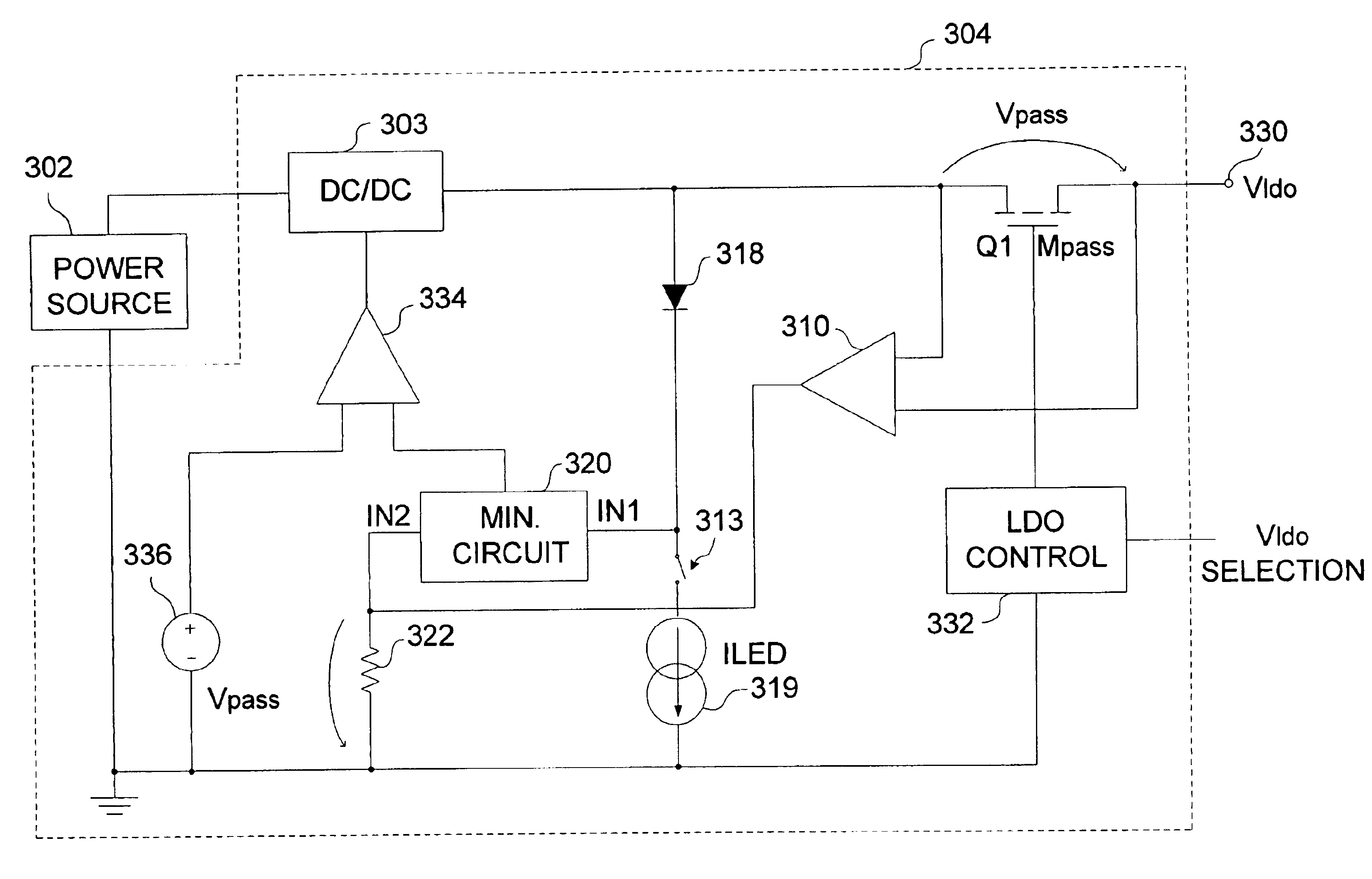 Adaptive LCD power supply circuit