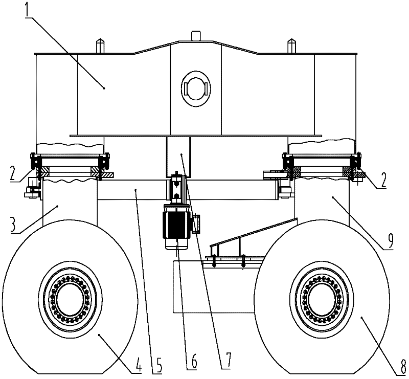 Rubber-tired container gantry crane and steering device thereof