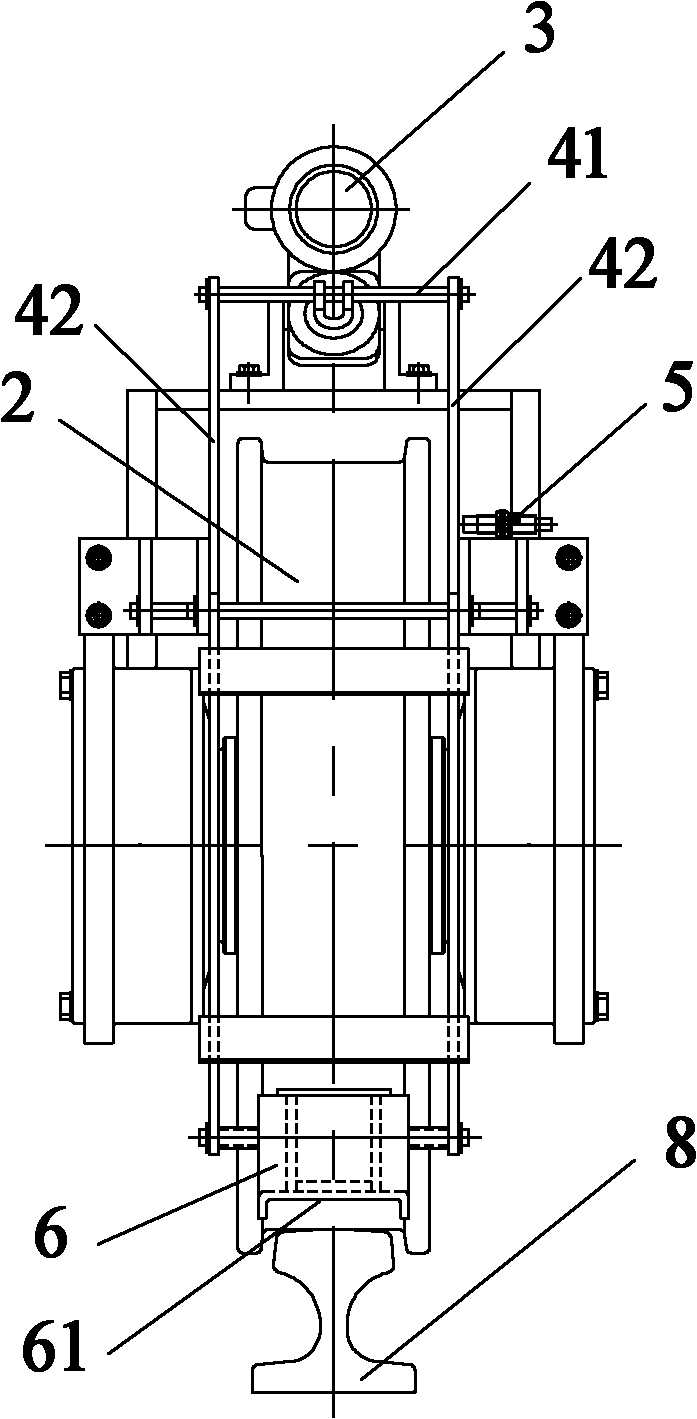 Anti-creep device of track running vehicle and track crane