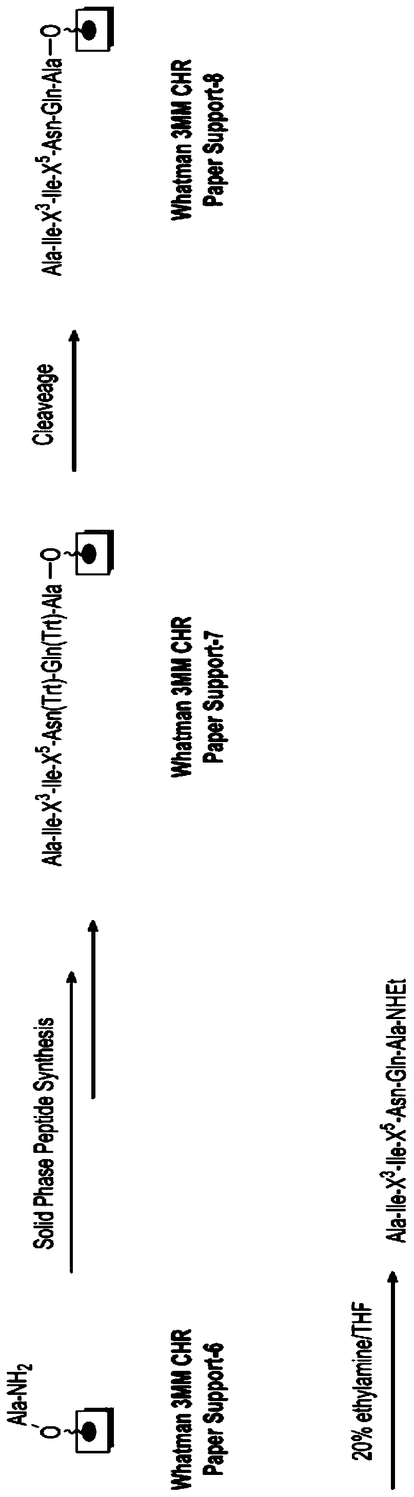 Method for quickly constructing trace peptide base and synthetizing device for realizing method