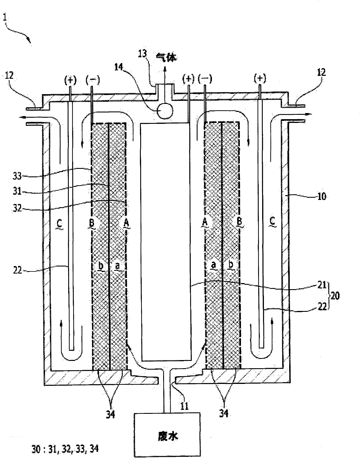 Electrolytic cell with large contact specific surface area for valuable metal recovery