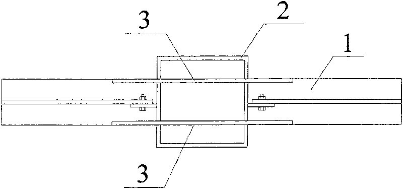 Run-through steel plate type square steel tube concrete column and axle i-beam node