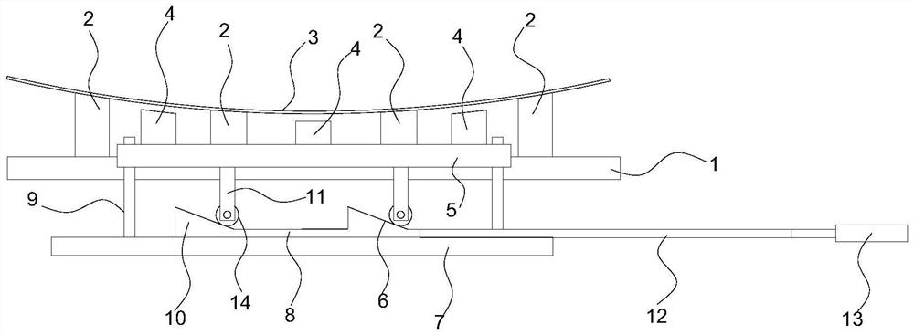 Method for heating large sheet arc-shaped forge piece before forging