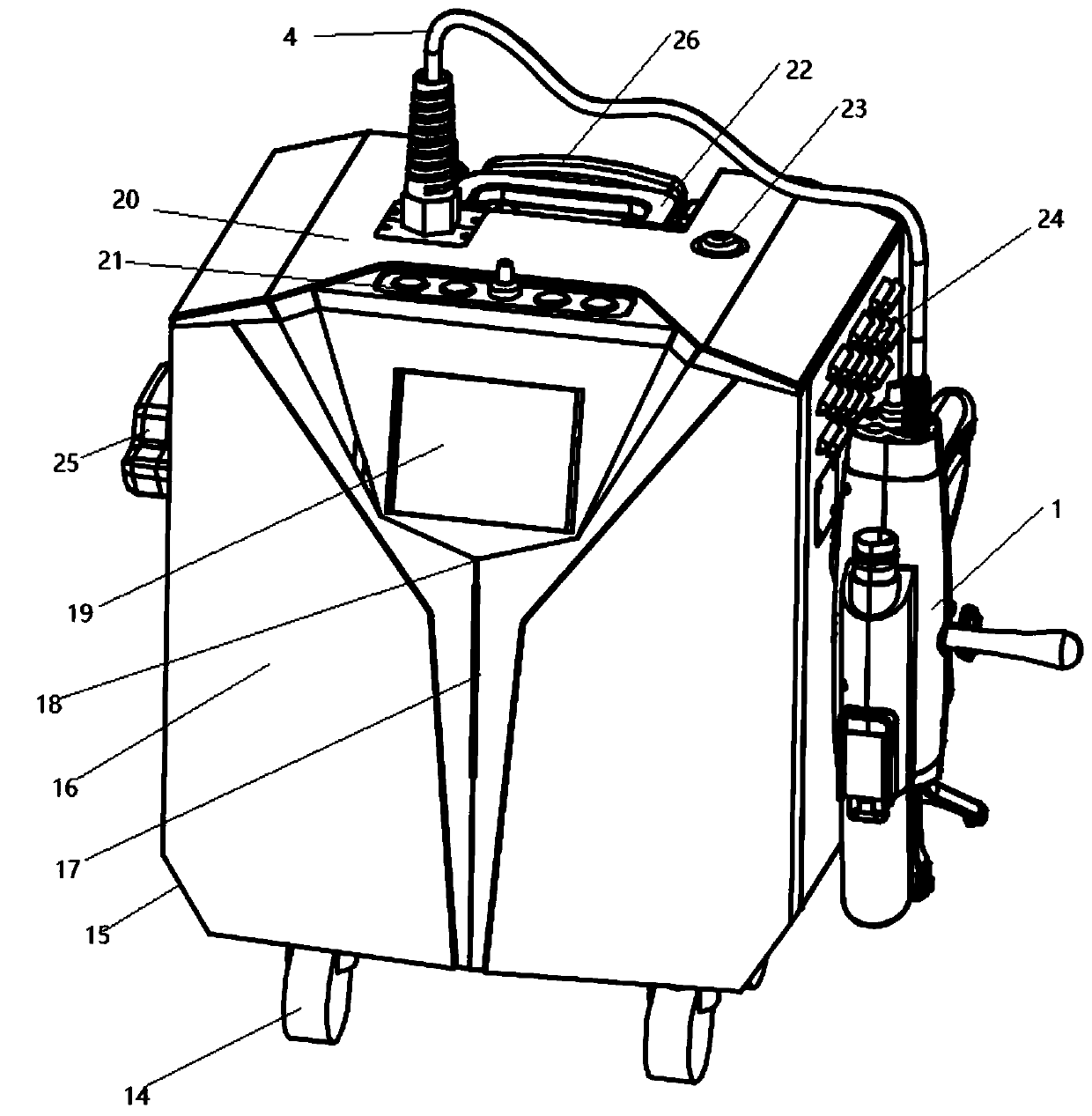 Pull-lever-type portable laser cleaning machine and cleaning method