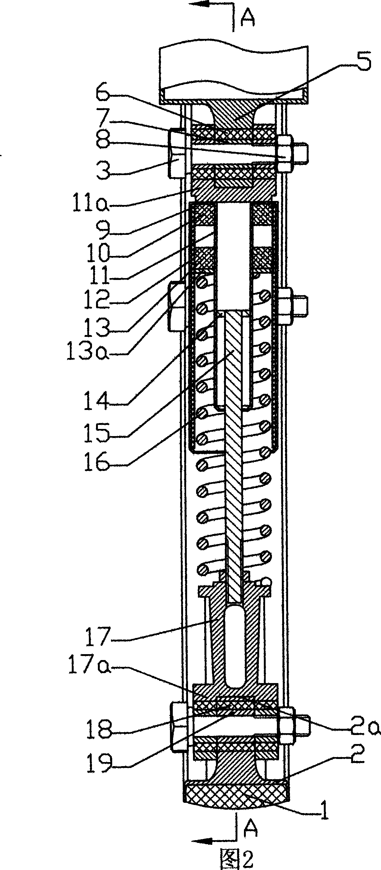 Non-aerated solid tyre with damping device