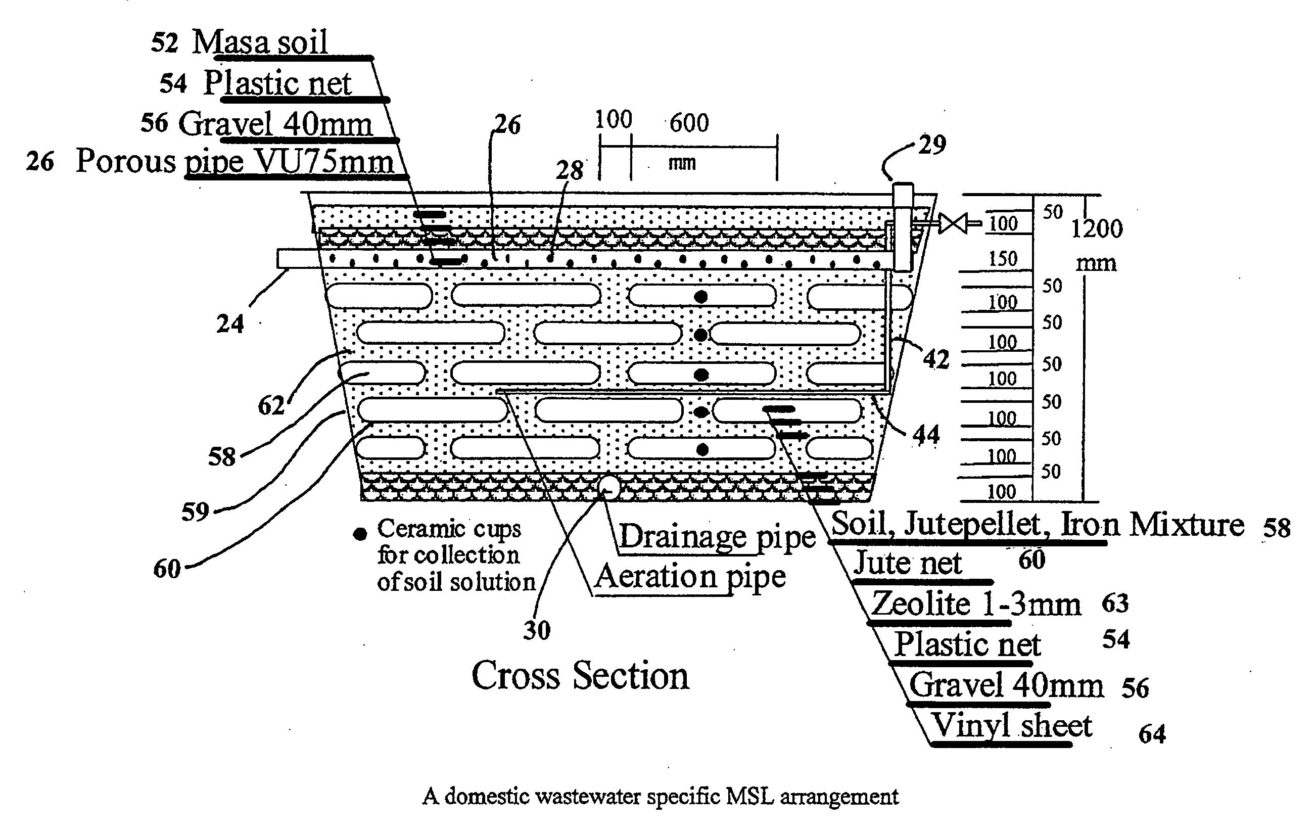 Multiple soil-layering system for wastewater purification