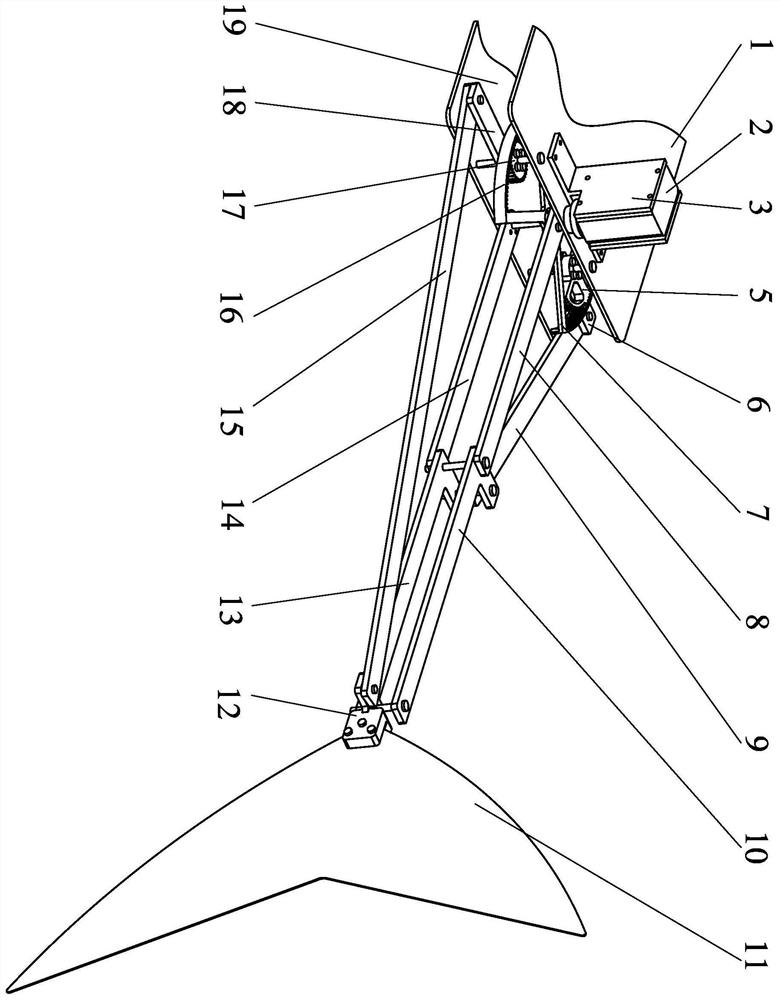 A connecting rod type bionic fishtail driven by gear and ring gear