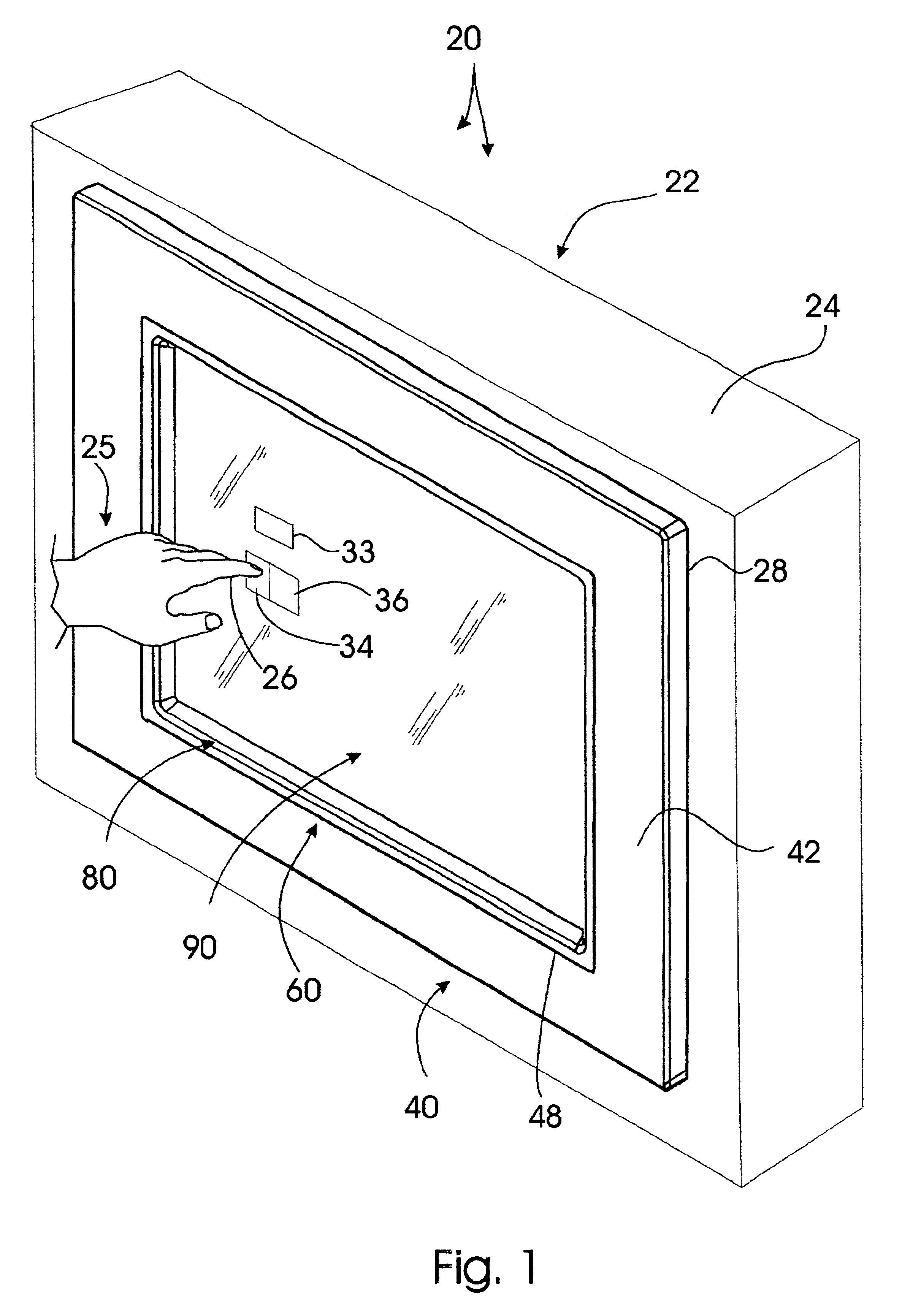 Unitary molded lens filter for touch screen interface