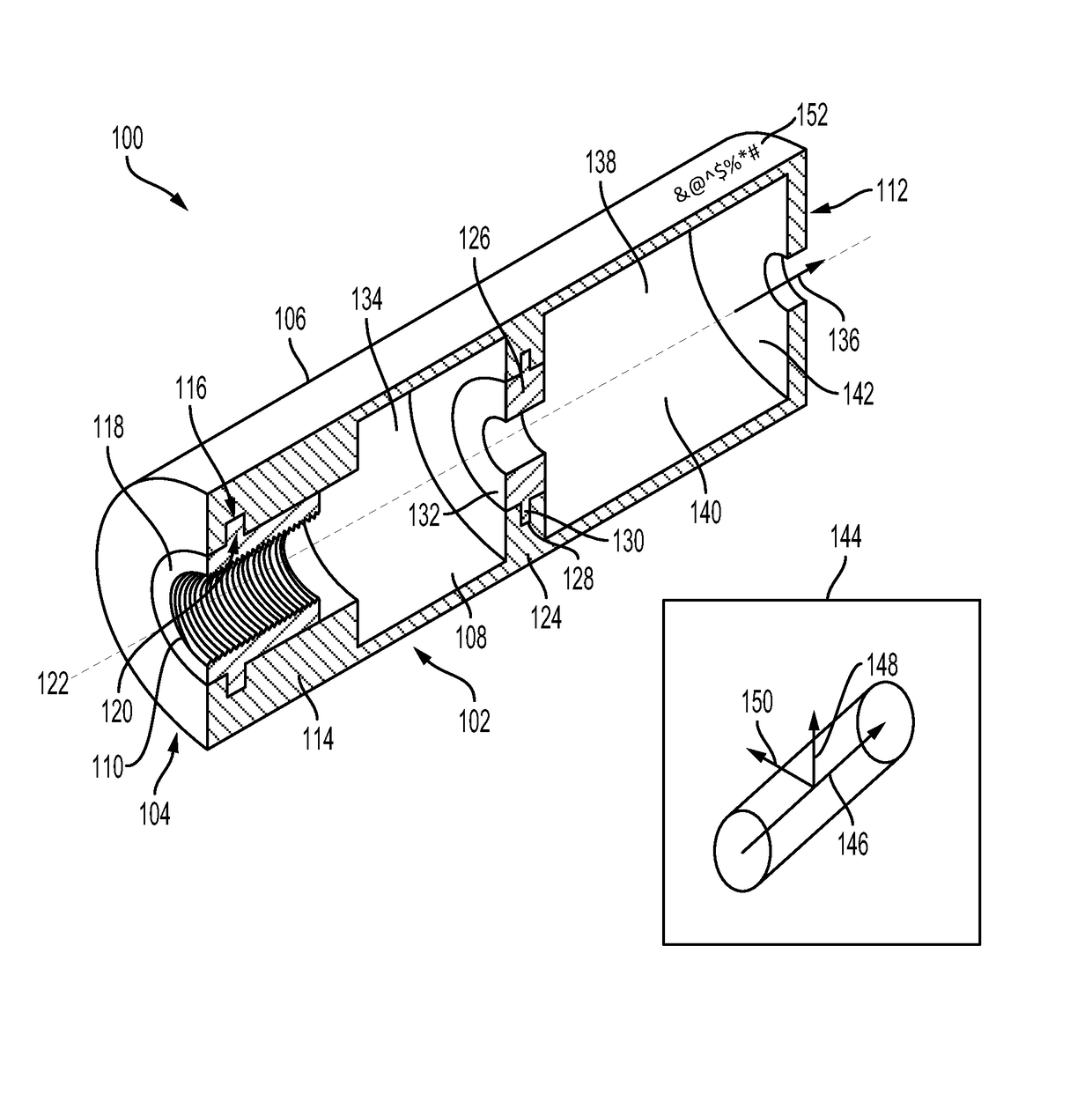 Firearm suppressor insert retained by encapsulating parent material