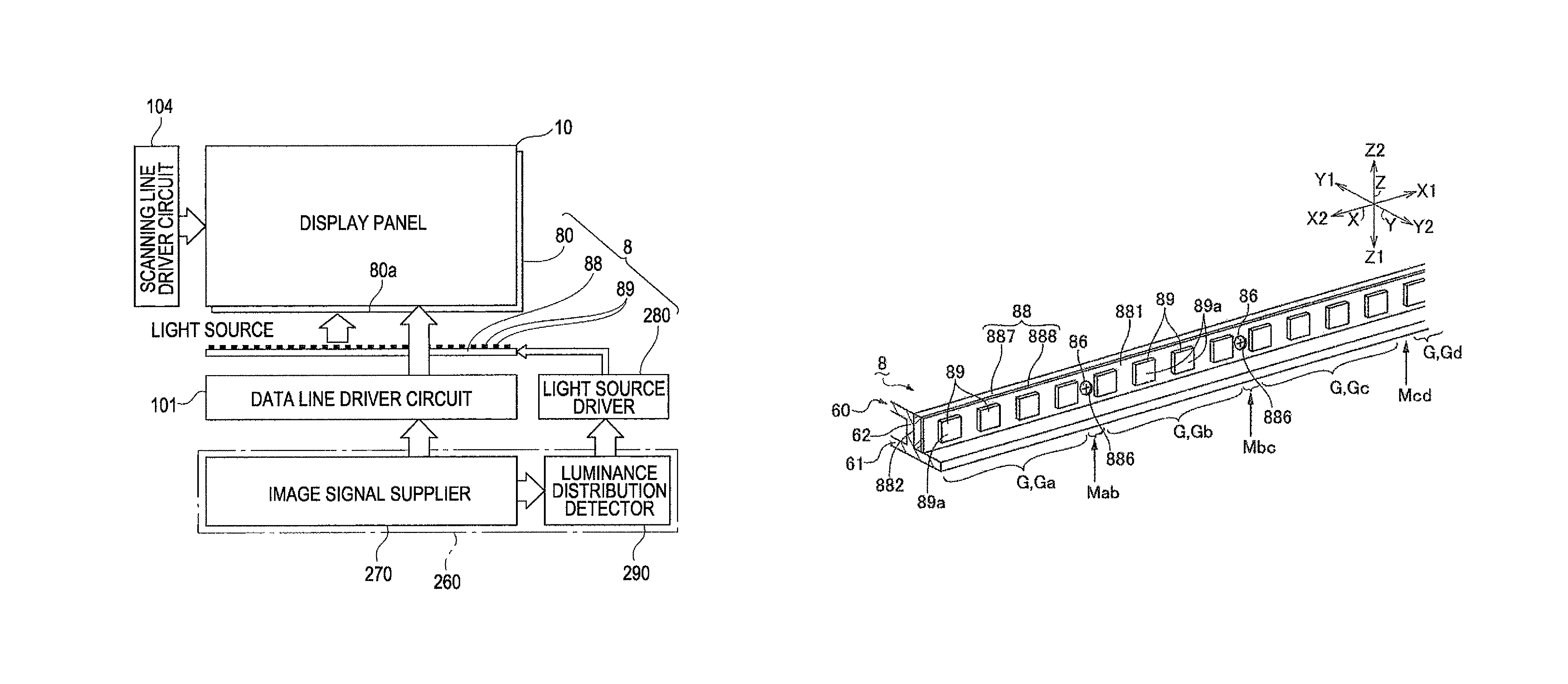 Display device, electronic apparatus and lighting device