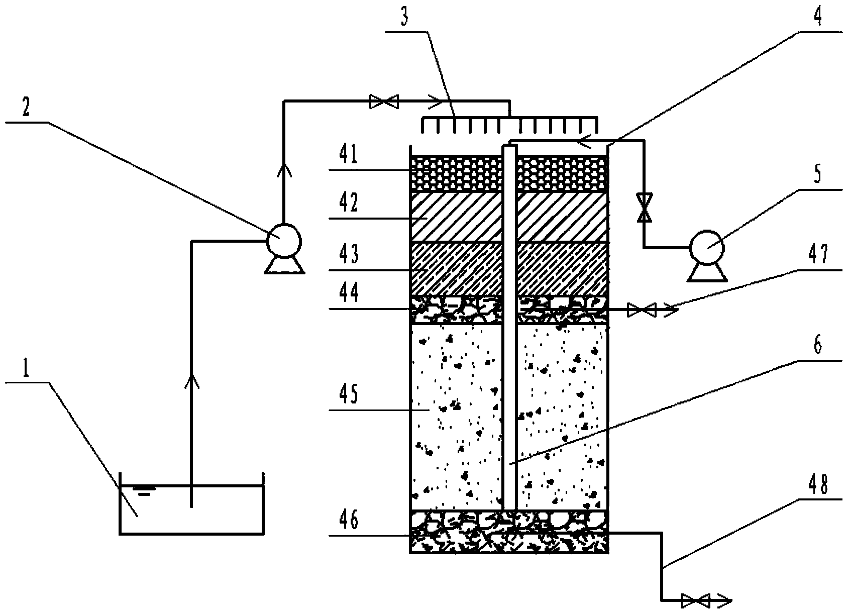 Device for physico-chemical-biochemical combined treatment of old-aged landfill leachate