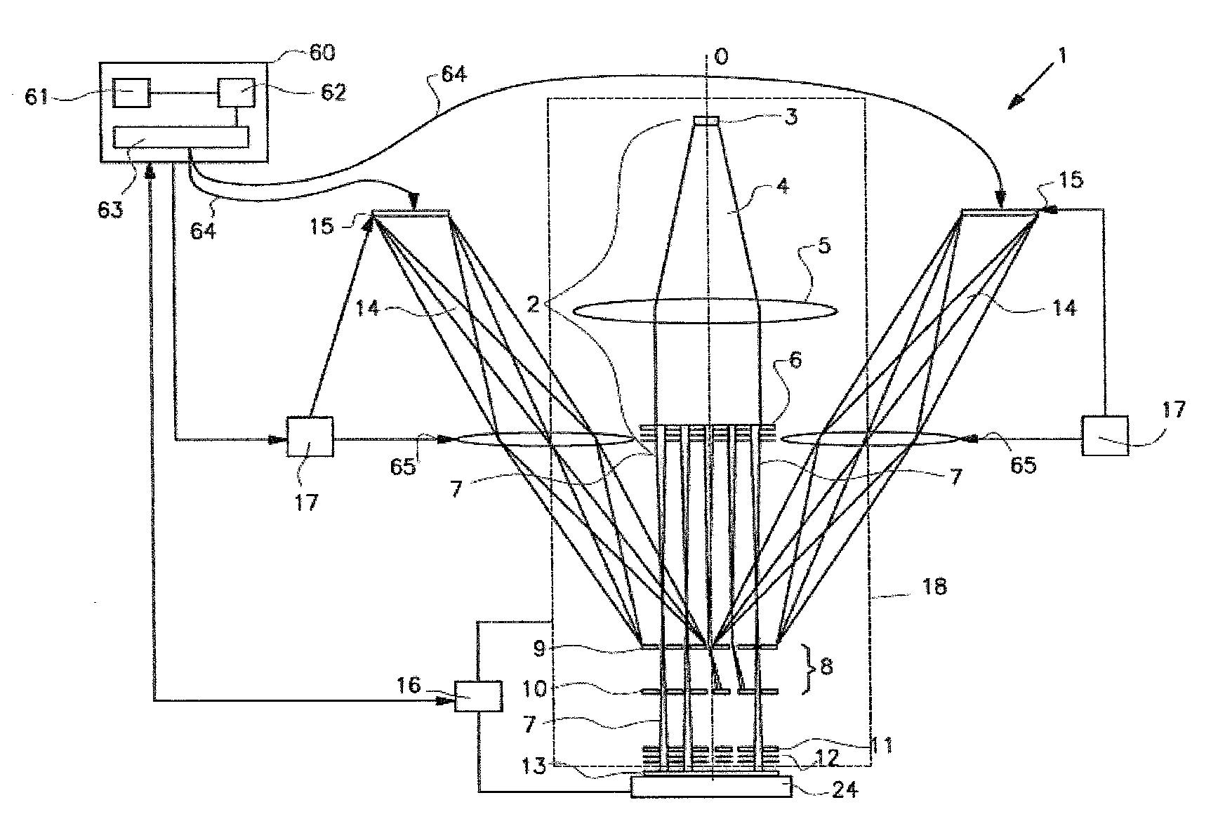 Charged particle  lithography system with intermediate chamber