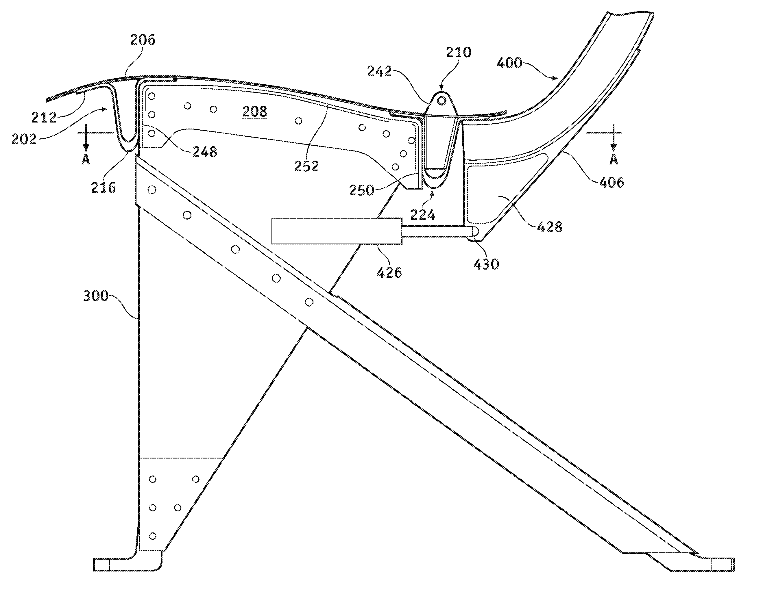 Composite seat back structure for a lightweight aircraft seat assembly