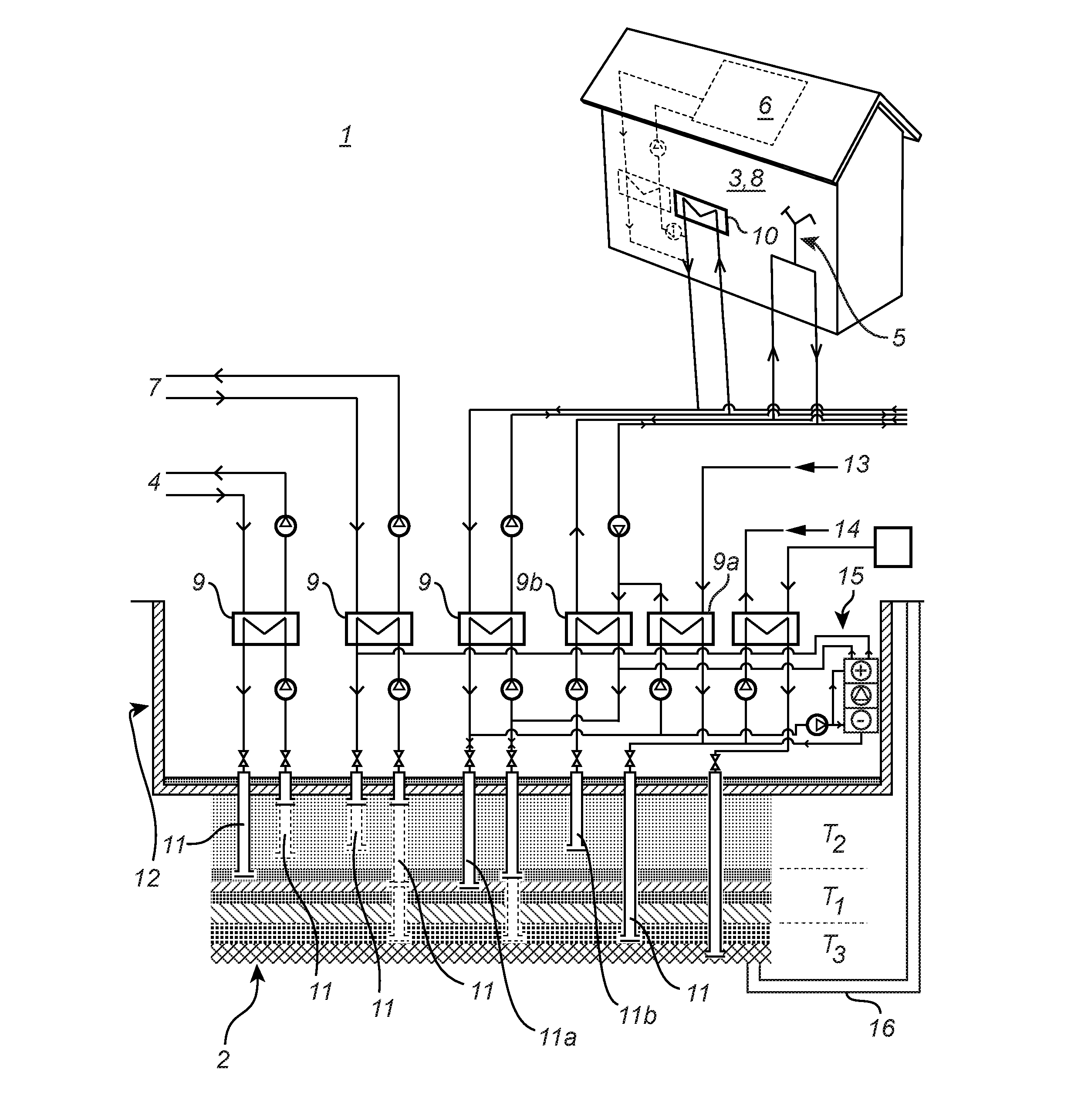 Thermal energy storage system comprising a combined heating and cooling machine and a method for using the thermal energy storage system