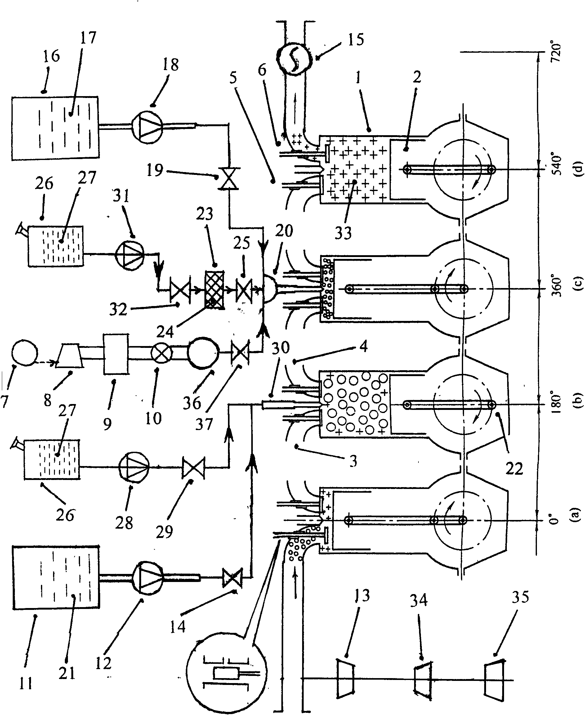 Main component device of large-power high-energy-saving micro-emission internal-combustion engine capable of triggering forced combustion through explosion energy