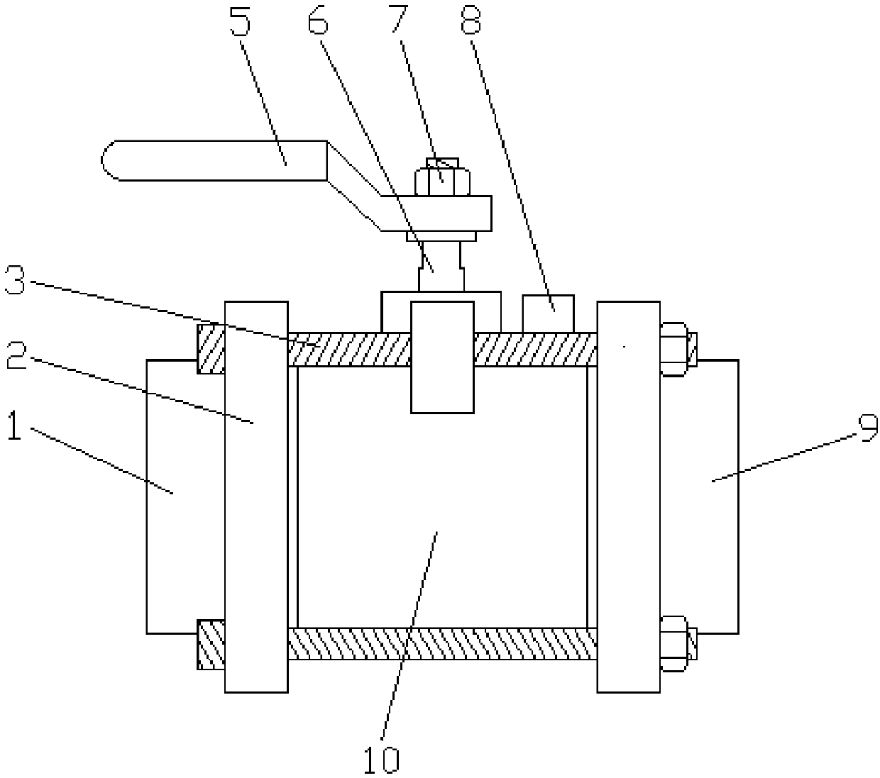 Retention-free full-enclosing three-piece-type ball valve