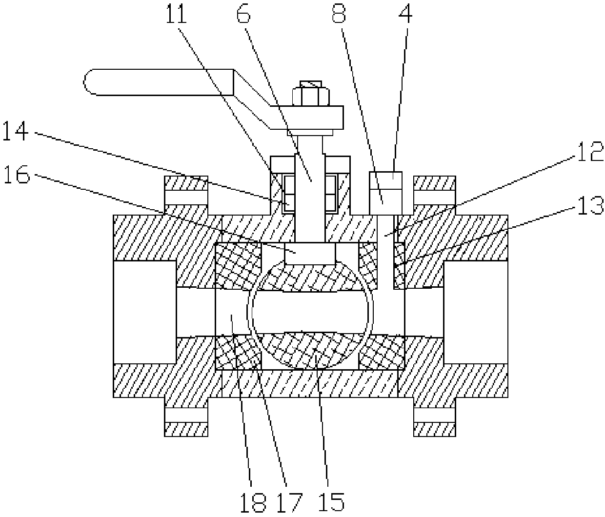 Retention-free full-enclosing three-piece-type ball valve