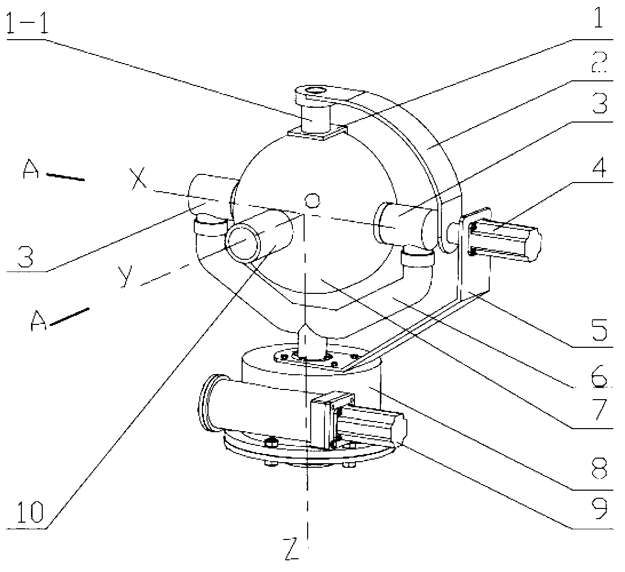 Fire-fighting monitor with in-parallel two-freedom-degree type slewing mechanisms