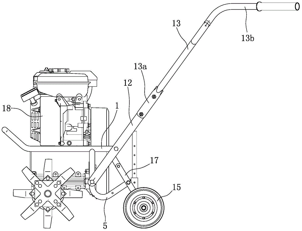 Arrangement structure of handle seat, rear wheel assembly and engine of a portable tiller