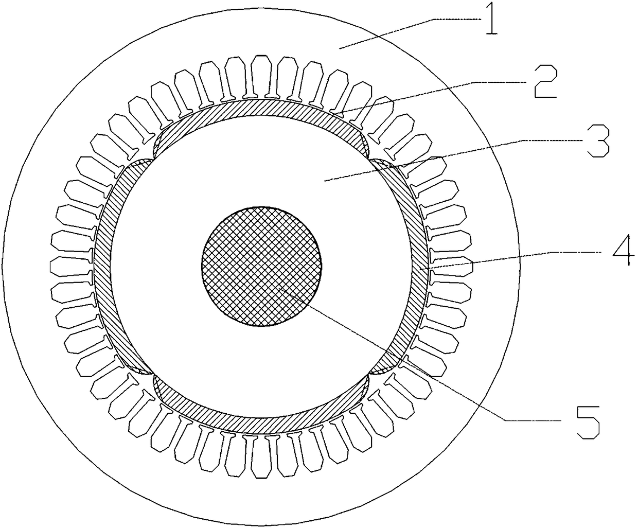 Motor permanent magnet magnetic pole transition structure for improving normal electromagnetic force