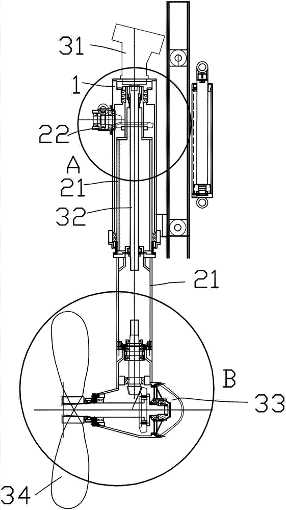 Full rotary type oar-rudder