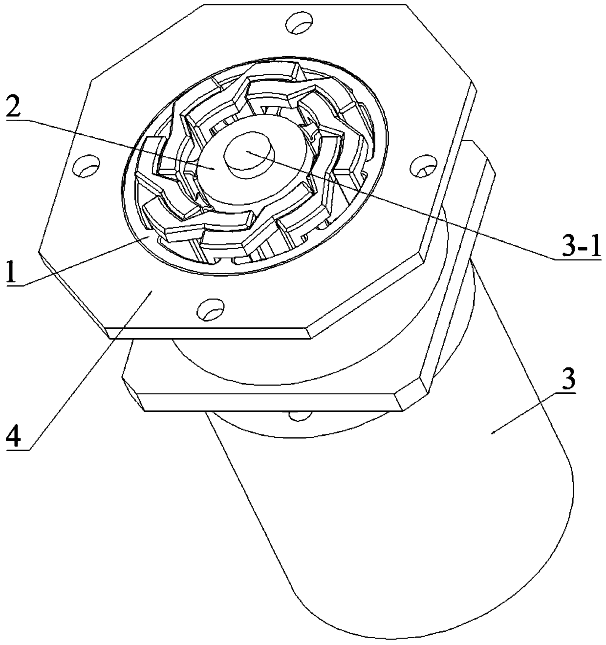 An electromagnetic drive and positioning device for a random four-state waveguide switch