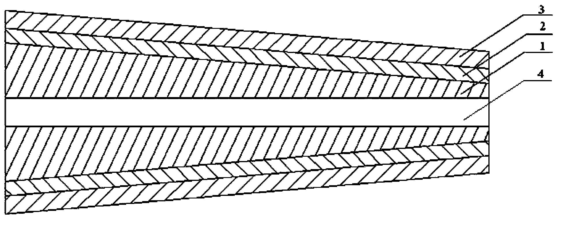 Preparation method of tapered tube made of glass fiber and carbon fiber hybrid composite material