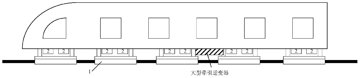 Distribution and loading structure of levitation traction system of medium-low-speed magnetic-levitation train