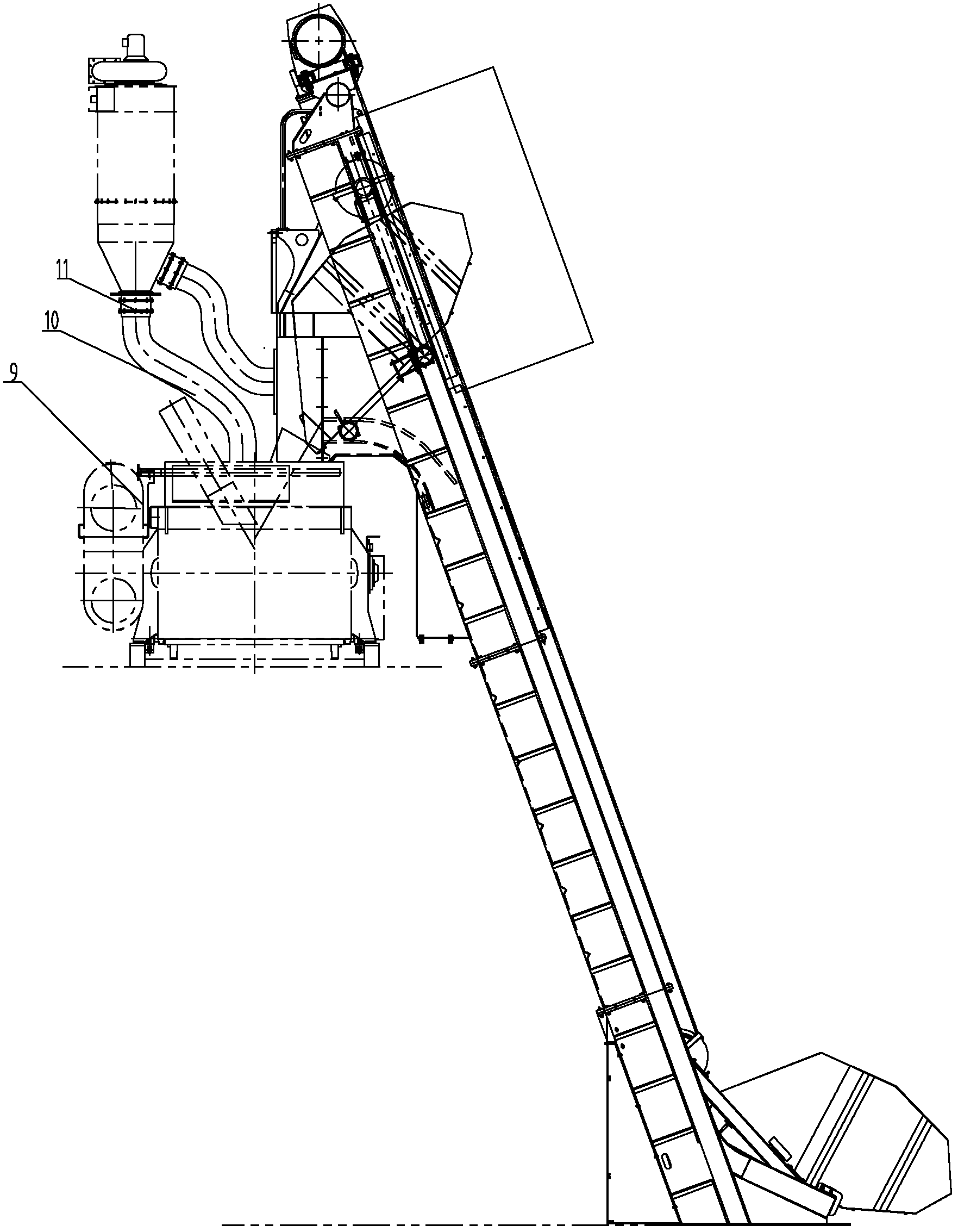 Dustproof elevating device and concrete production apparatus comprising same