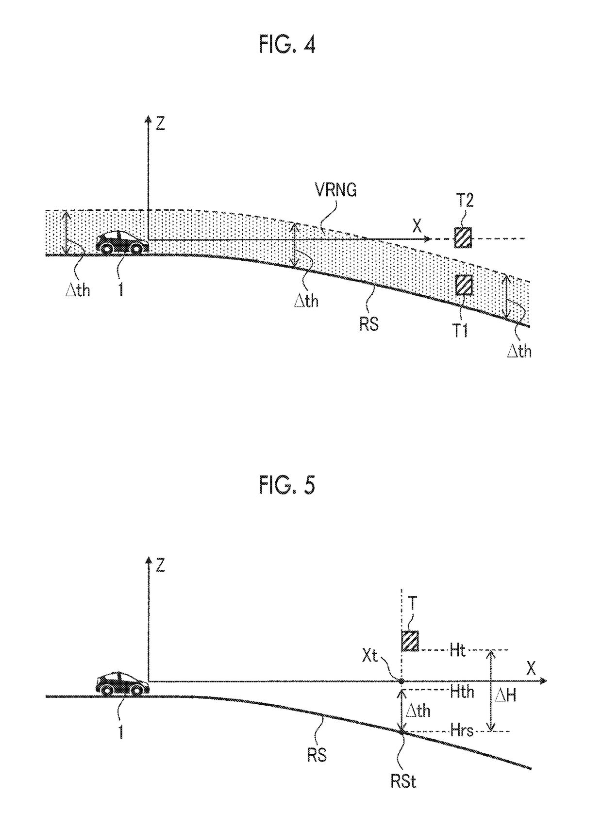 Overhead structure determination device and driving assistance system