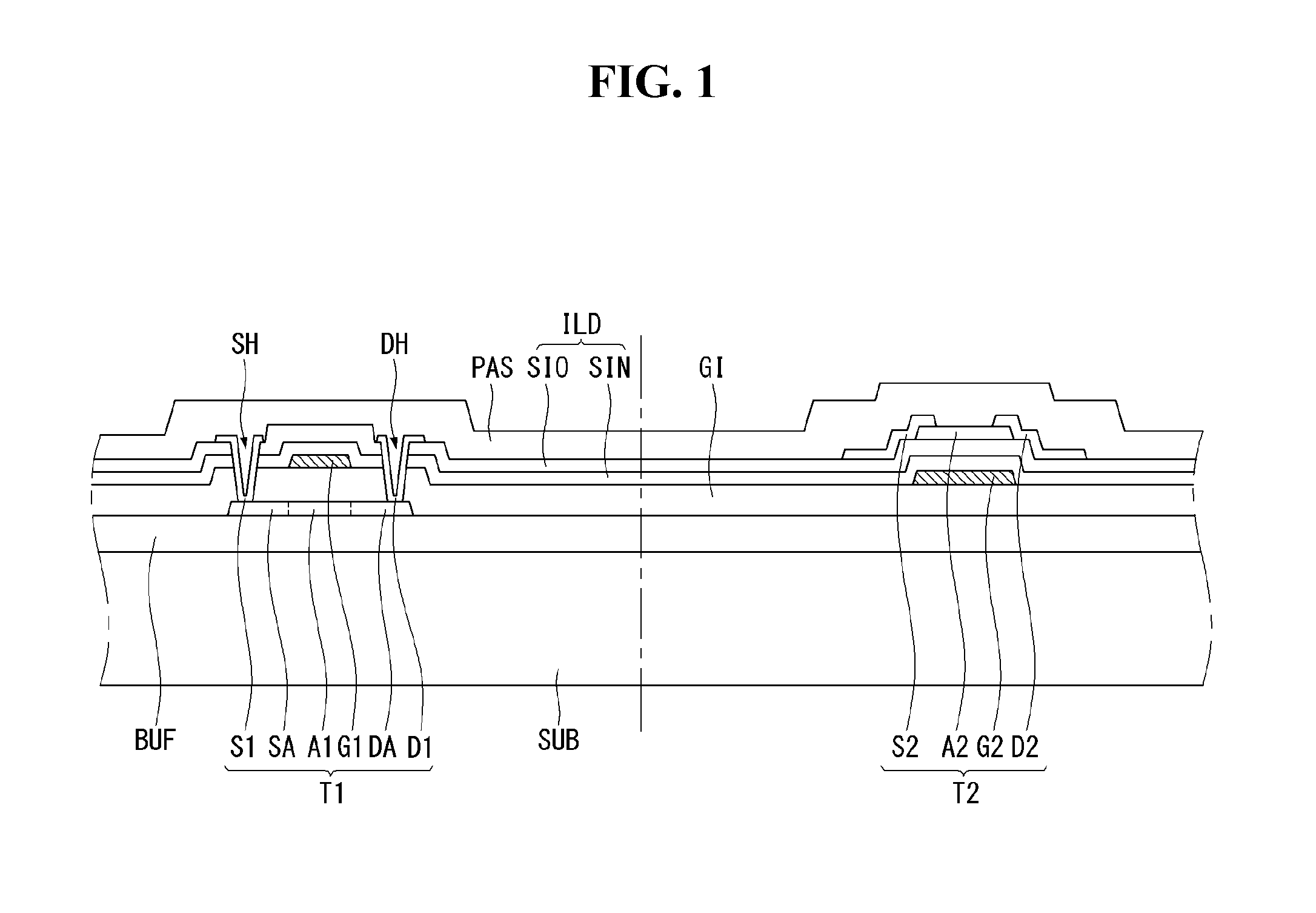 Thin film transistor substrate and display using the same