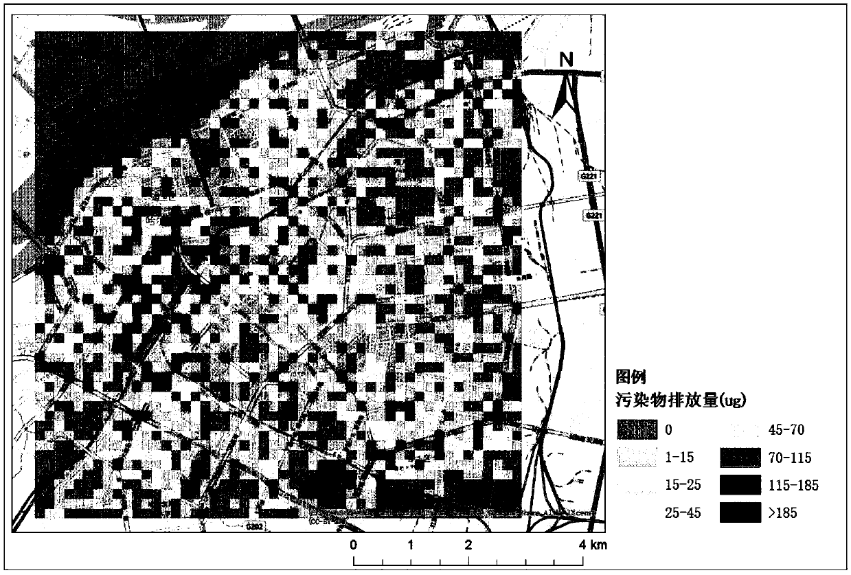 Method for dynamically monitoring urban traffic emission pollution status based on taxi GPS data