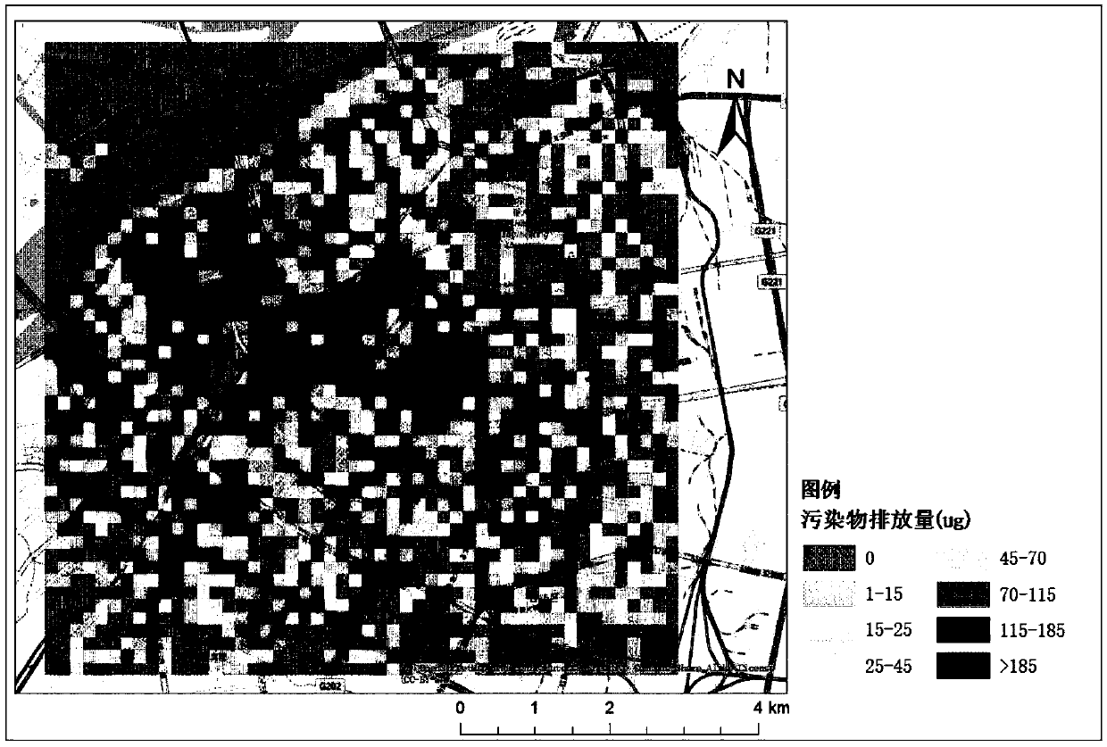 Method for dynamically monitoring urban traffic emission pollution status based on taxi GPS data