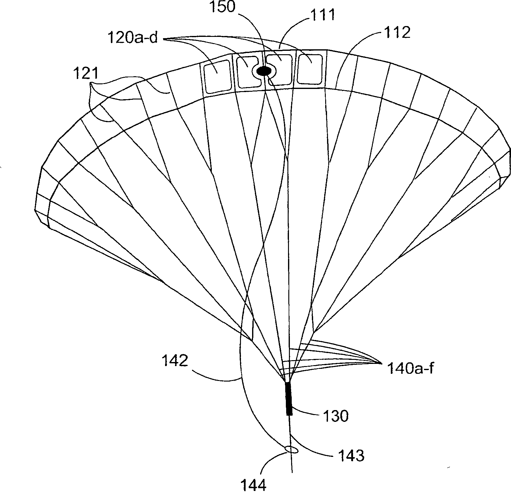 Apparatus for transmission and recovery of aerodynamic profile element, and aerodynamic profile element