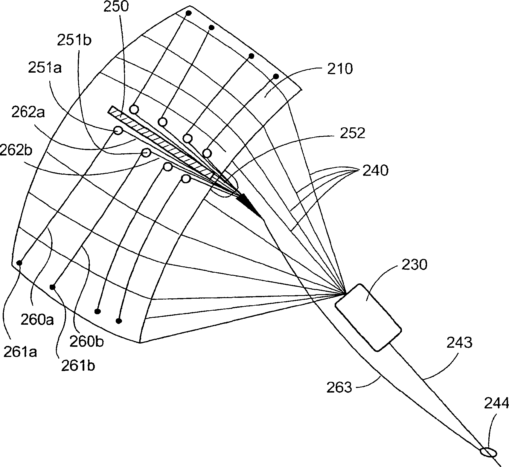 Apparatus for transmission and recovery of aerodynamic profile element, and aerodynamic profile element