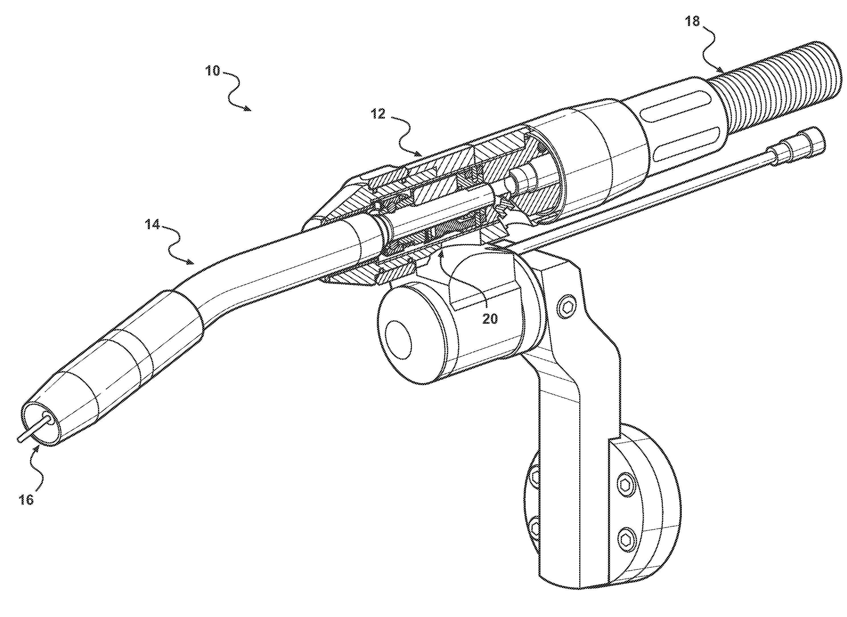Robotic gmaw torch with quick release gooseneck locking mechanism, dual alignment features, and multiple electrical contacts
