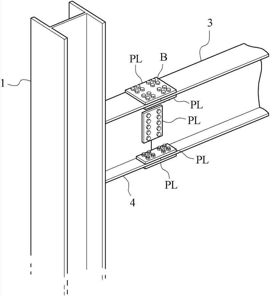 Steel beam attachment structure